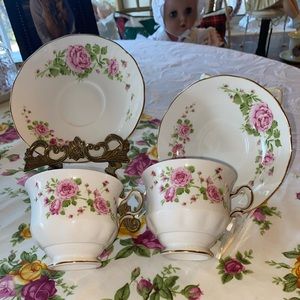 Avon Fine Bone China floral cup & saucer set of 2